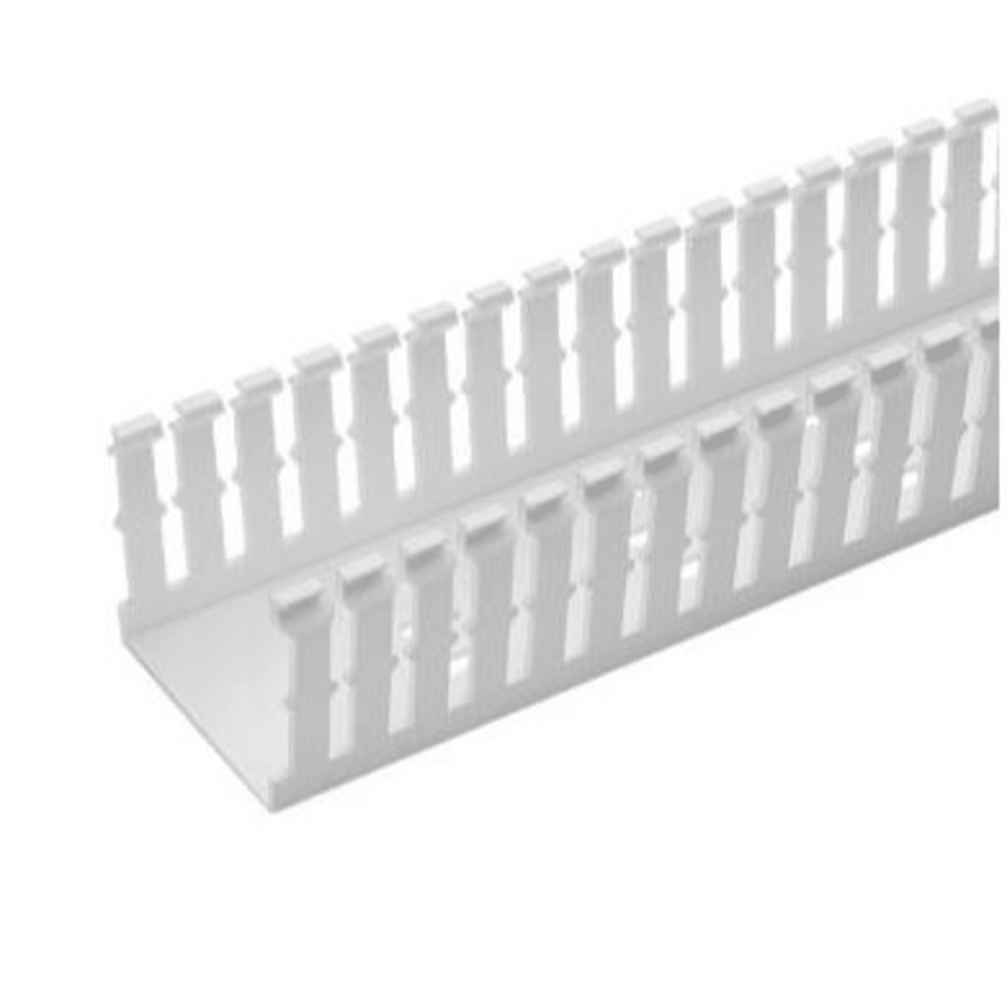 F3X4WH6 - Canaleta Ranurada de PVC Sin Tapa, Tipo F, 82.6 mm de Ancho, 104.1 mm de Alto y 1.8 m de Largo, Color Blanco