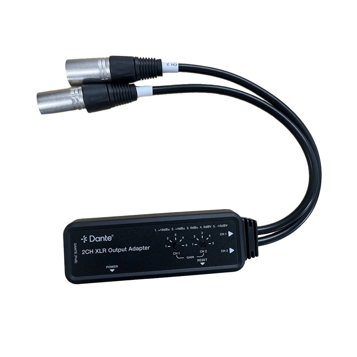 EPP-AUD2XDE - Extensor de Audio Dante® 2CH XLR Output Adapter | Entrada Digital Dante® | Salida XLR Balanceada/No Balanceada | Latencia Configurable 1-5ms | HDMI 1.4 | HDCP 1.4 | PoE IEEE802.3af | USB-C | Transmisión 100m