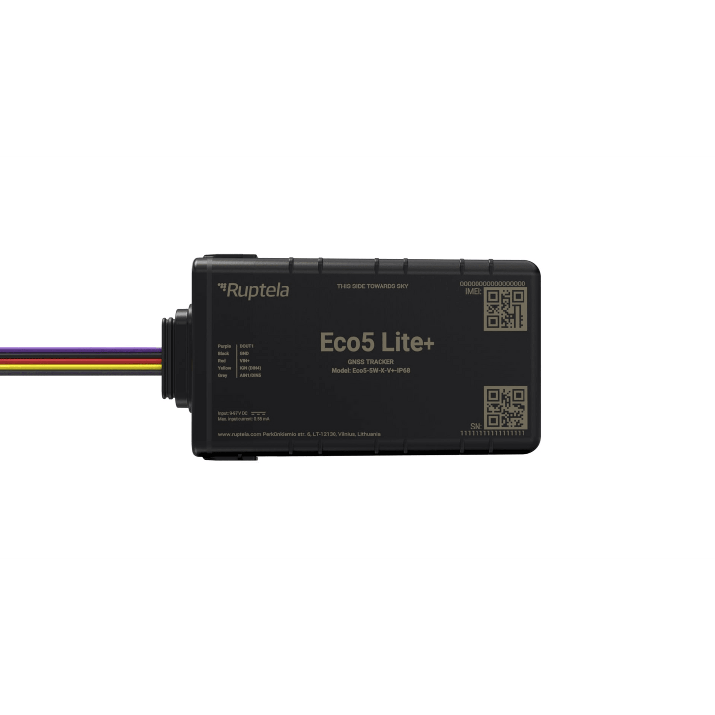 ECO5LITEPLUS - Rastreador Vehicular y Monitoreo de Flota / IP68 / BLE 5.0 y GNSS / LTE CAT1 y LTE-M con Respaldo 2G / GNSS U-blox / MiKado IP54 / Acelerómetro de 3 Ejes / Suministro 9-32 V / Batería Interna
