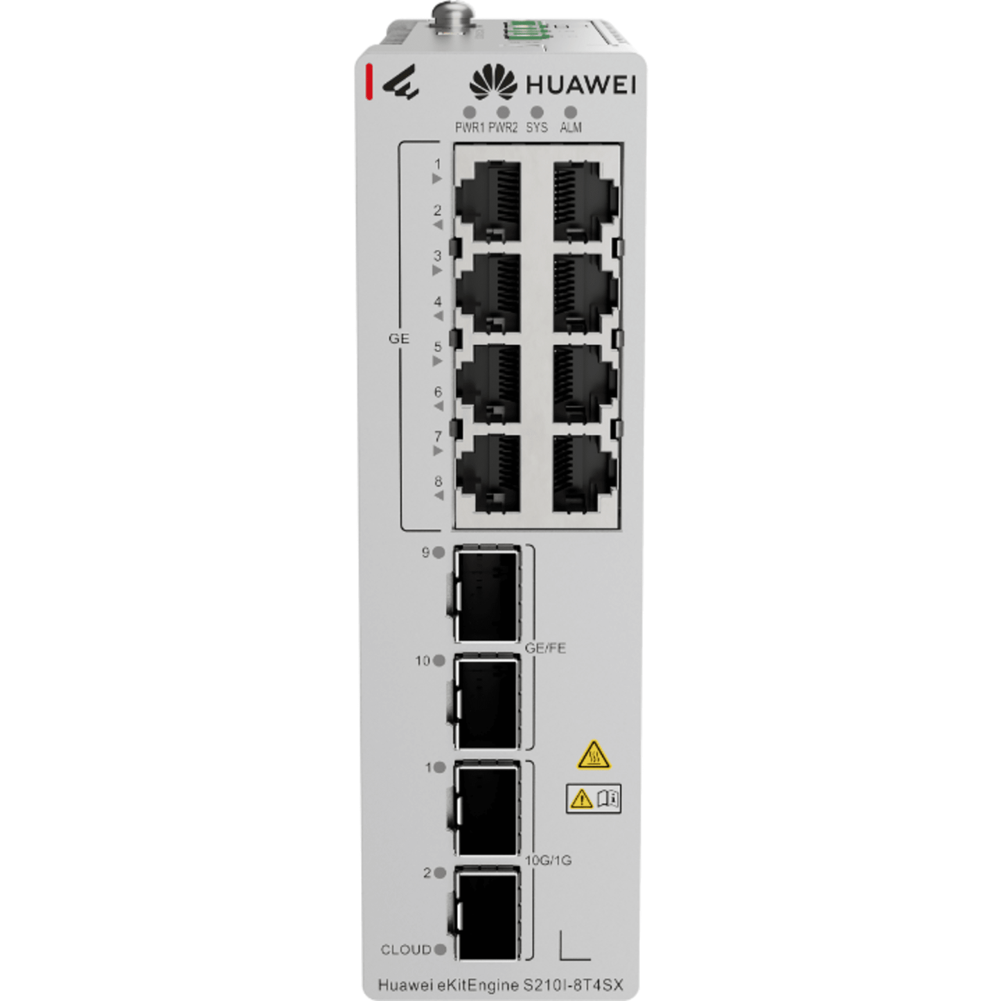 S210I-8T4SX - Switch Industrial eKit / 8 Puertos Gigabit + 2 SFP + 2 SFP+ / Montaje en Riel DIN / Fuente Redundante 1+1 : 9.6 a 50 VCD / Libre de licenciamiento / Gestión gratuita desde la Nube