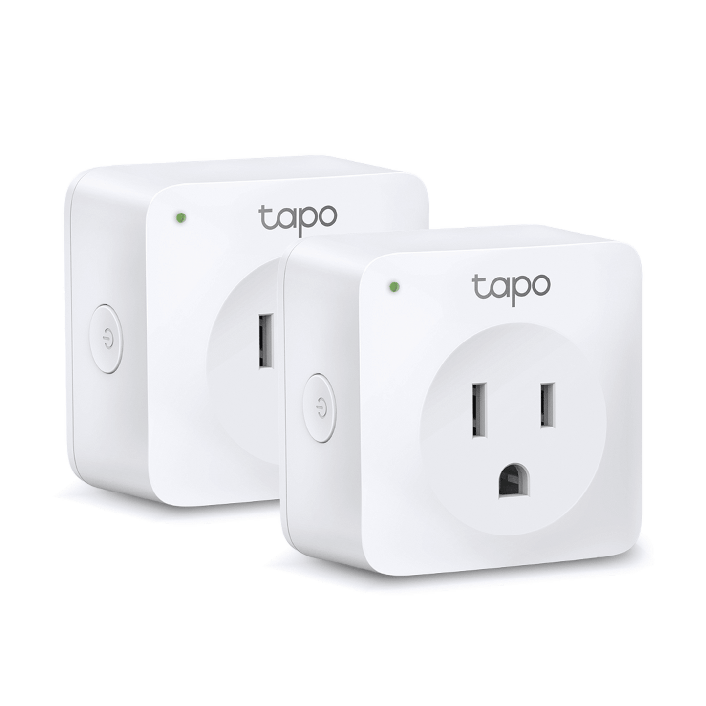 TAPOP100-2P - Mini tomacorriente inteligente Wi-Fi, 100 - 120V~, 50/60Hz, 15.0A, compatible con Amazon Alexa y Google Assistant, color blanco.