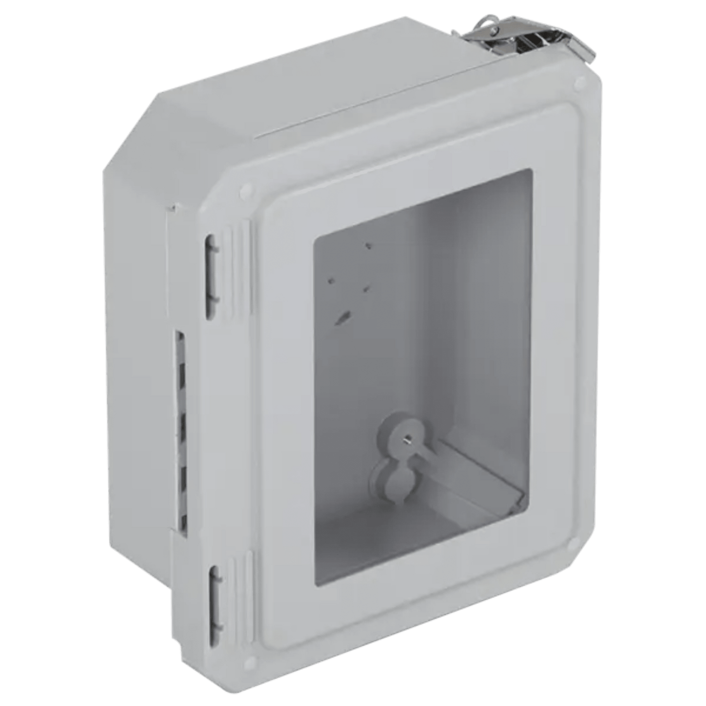 EF080604-W - Caja Impermeable De Fibra De Vidrio, 8.77" (22.27cm) Alto x 6.77" (17.19cm) Ancho x 4.06" (10.31cm), Con Ventanilla, Listado UL/cUL, Hecho En EE.UU, Serie EnviroArmour®