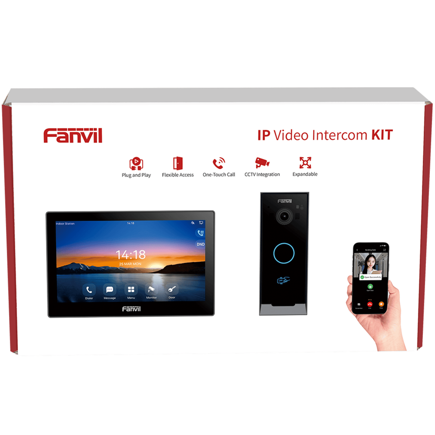 VIK-01 - Kit Videoportero IP Fanvil VIK-01, Estación Interior SIP i504W + Frente de Calle i60, Llamadas HD, Desbloqueo Remoto, App Fanvil Link, PoE
