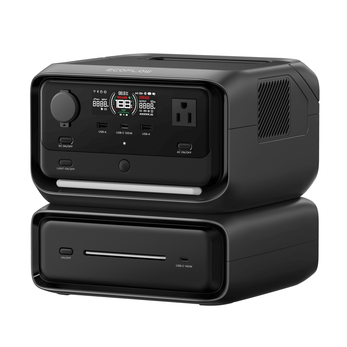 EFR3MAX - EcoFlow River 3 Plus | Estación de Energía Portátil 572Wh Litio LFP / 4 AC 800W (Max. 1600W) / 1 USB-C 100W / 3 USB -A 12W / Cargador de Coche 10A, 126W Max. / Conectividad WiFi y Bluetooth (App) / Carga Solar 220W Max.