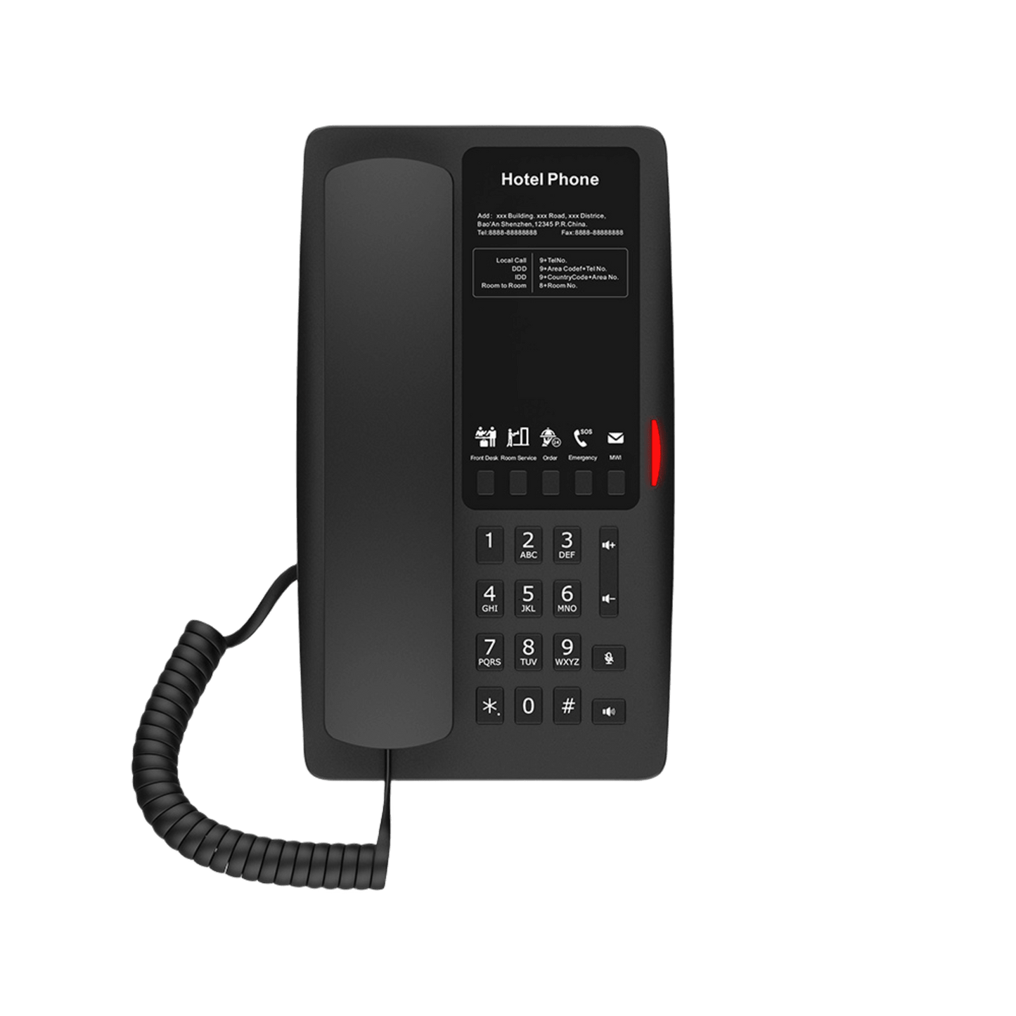 H4WB - Teléfono IP WI-FI para Hotelería, Puerto USB-A para carga, 5 teclas programables para servicio rápido (Hotline), plantilla personalizable con PoE