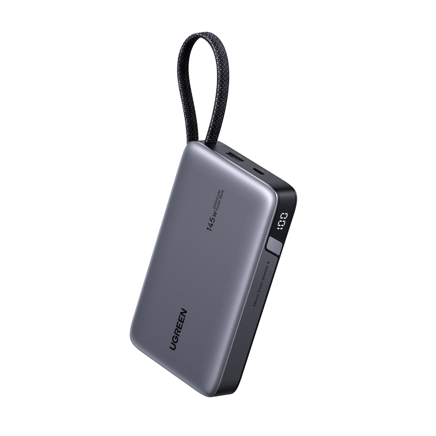 55992B - Power Bank 20000mAh con Cable Integrado / Carga Rápida 100W / USB-C PD 3.0 / 4 Celdas Li-ion / 72Wh / Carga Múltiple 145W / Compacto 139x80x27mm