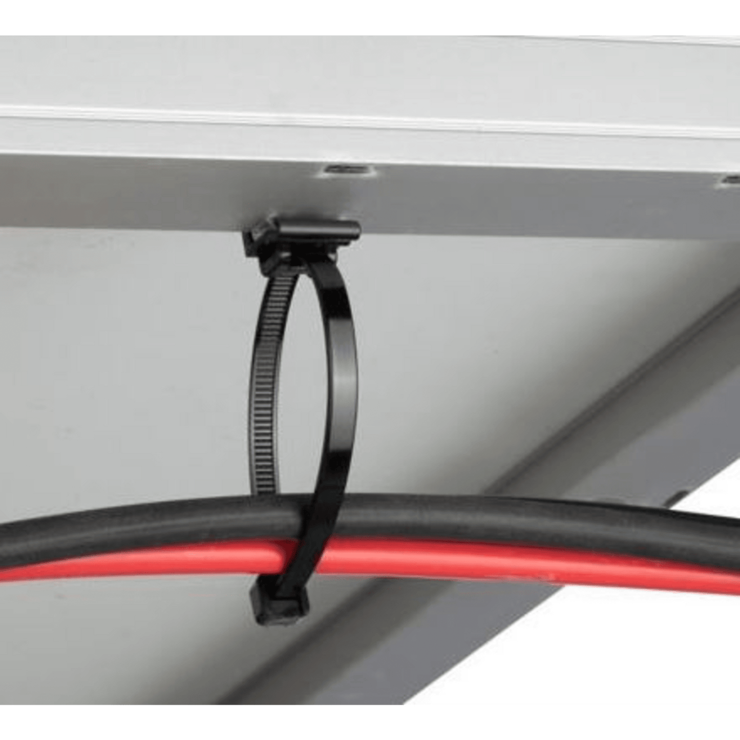 SVSA12-2S-C0 - Cincho de Nylon 6.6 Solar Clip, 188mm largo x 14mm ancho, Color Negro, Exterior Resistente a Rayos UV, Paquete de 100pz
