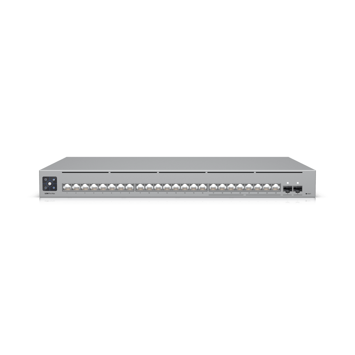 USW-PRO-MAX-24 - UniFi Switch Pro Max 24 – Switch Capa 3 con 24 Puertos (8 × 2.5 GbE y 16 × 1 GbE), 2 Puertos SFP+ 10G y Pantalla Informativa Integrada