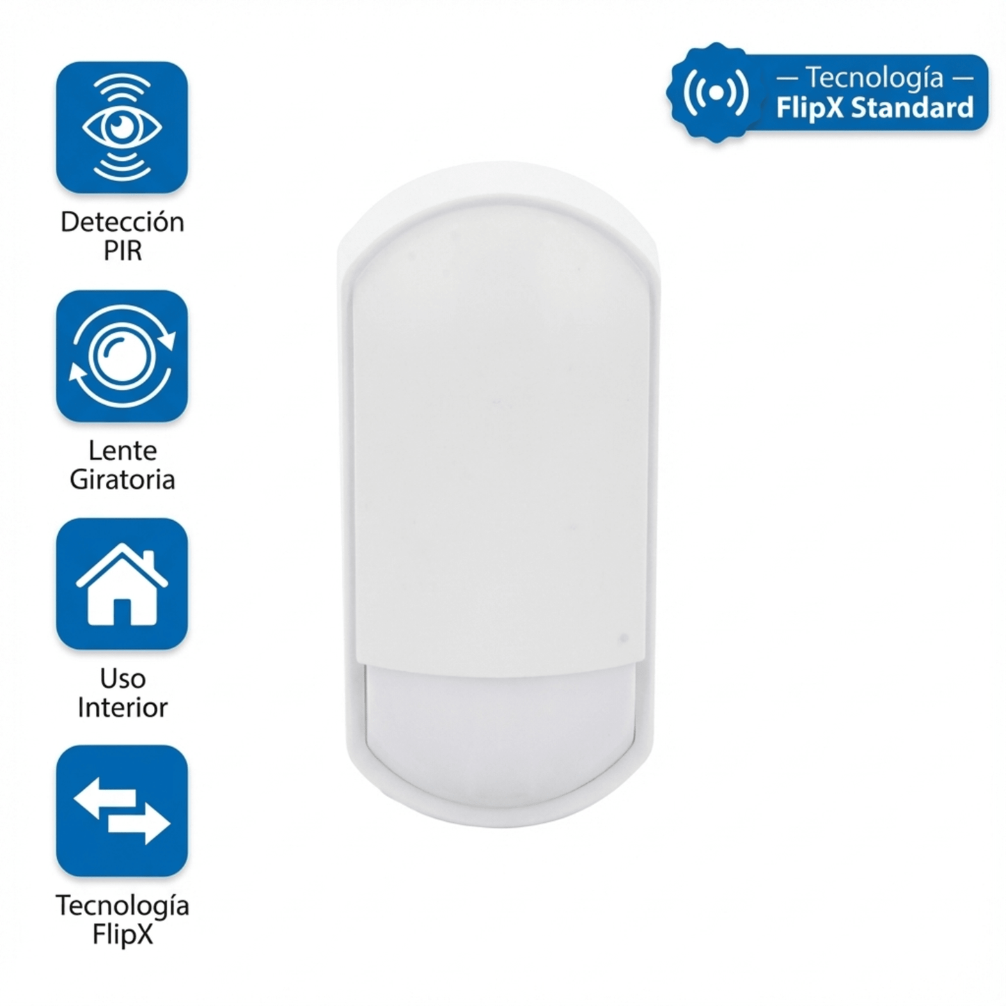 FLX-S-ST - Detector de Movimiento Pasivo / FlipX Standard detector PIR para interior con lente giratoria