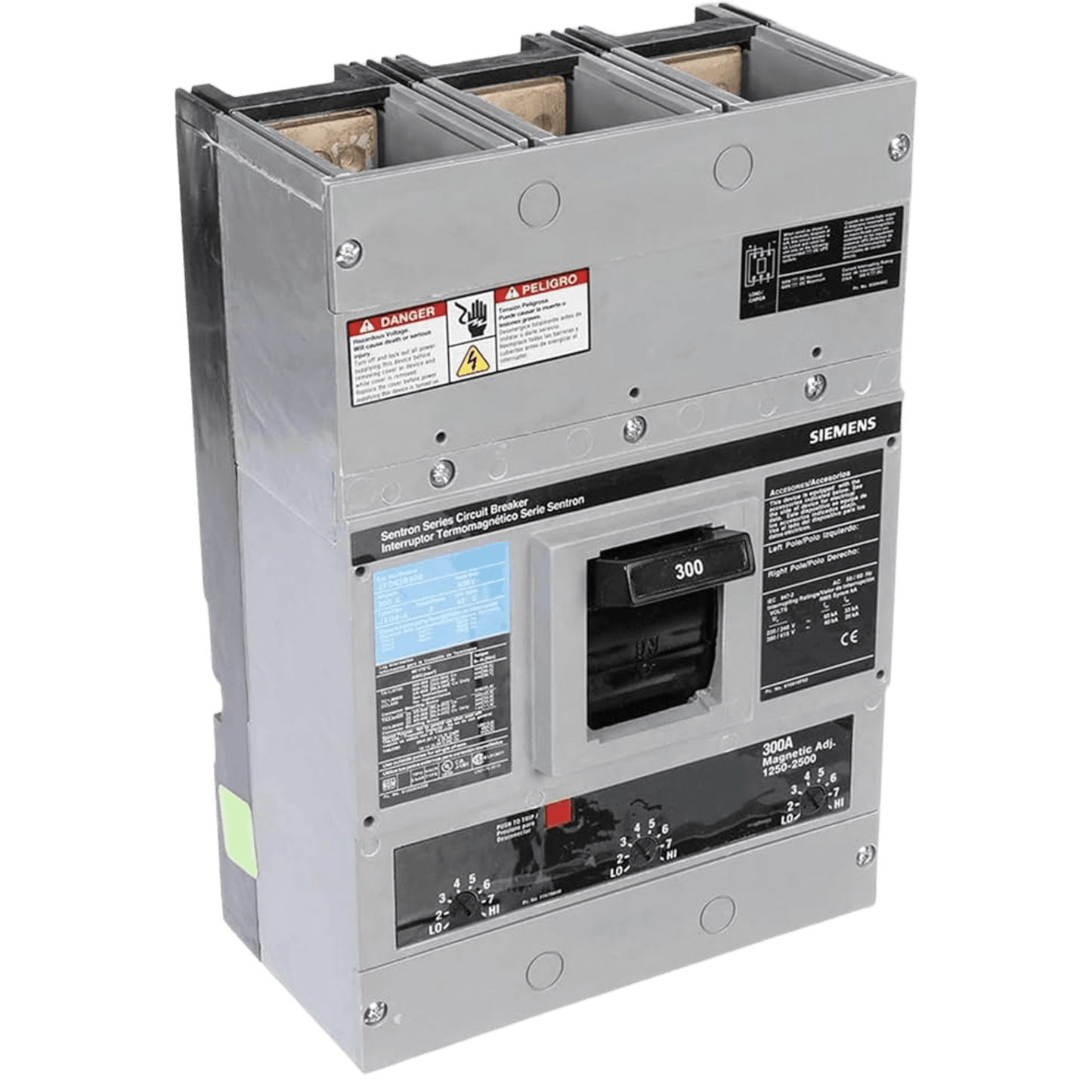 JXD63B300 - Interruptor Termomagnético 600V 3X300A, Sin zapatas principales.