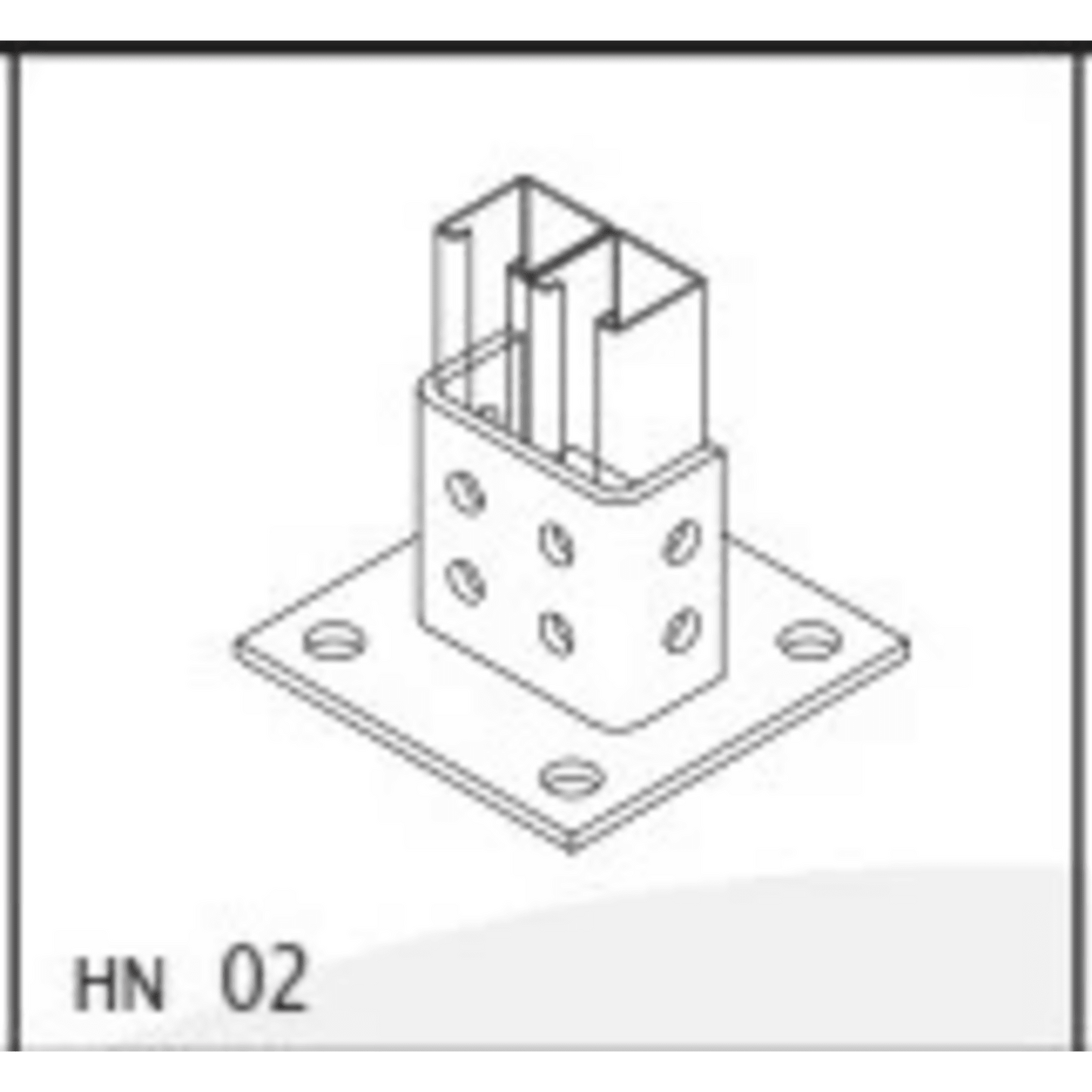 ANC-HN02 - Base Cuadrada con 4 perforaciones para Perfil Doble.