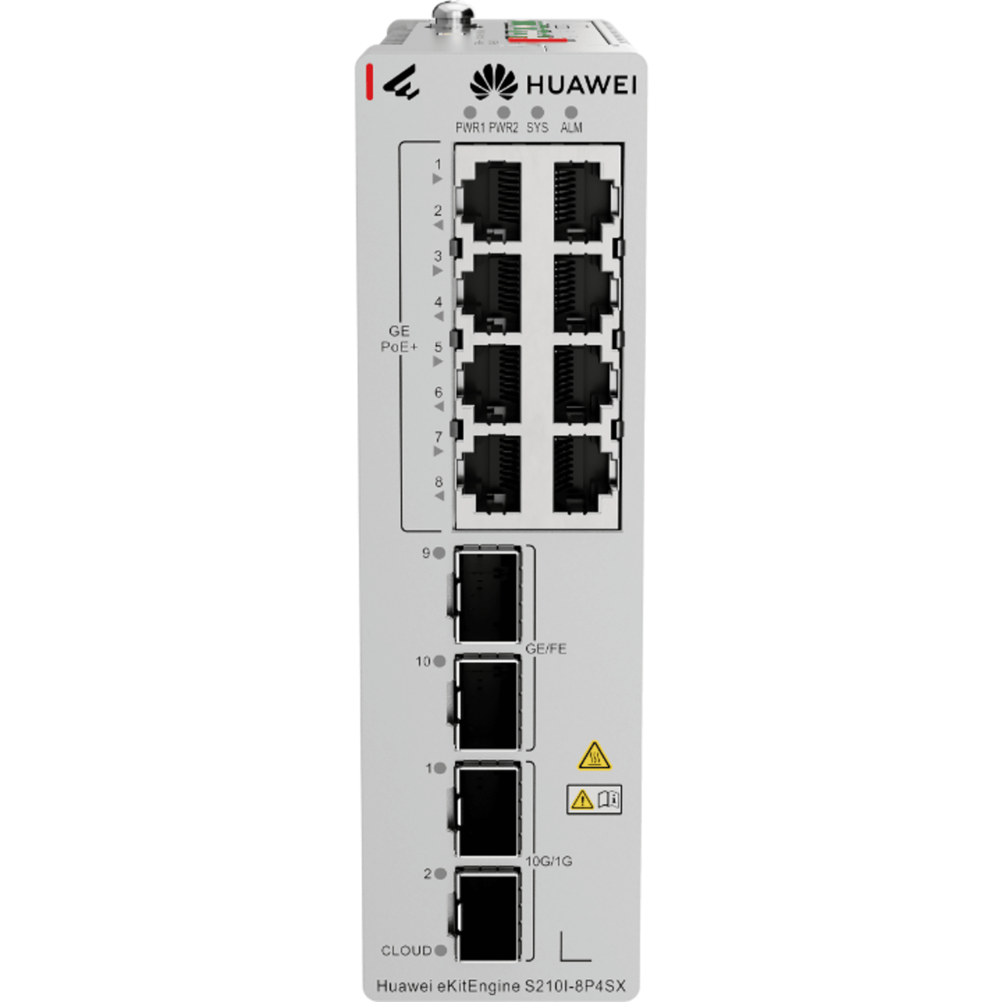 S210I-8P4SX - Switch Industrial eKit / 8 Puertos PoE+ Gigabit + 2 SFP + 2 SFP+ / Montaje en Riel DIN / Fuente Redundante 1+1 : 54 a 57 VCD / Libre de licenciamiento / Gestión gratuita desde la Nube / Presupuesto PoE 220 W