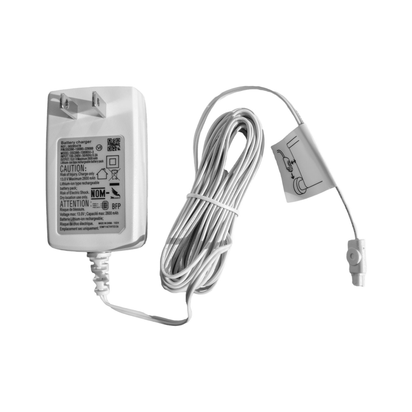 9028547A - Cargador para motores inalambricos SOMFY Altus28 y Sonesse30, validar conector del motor.