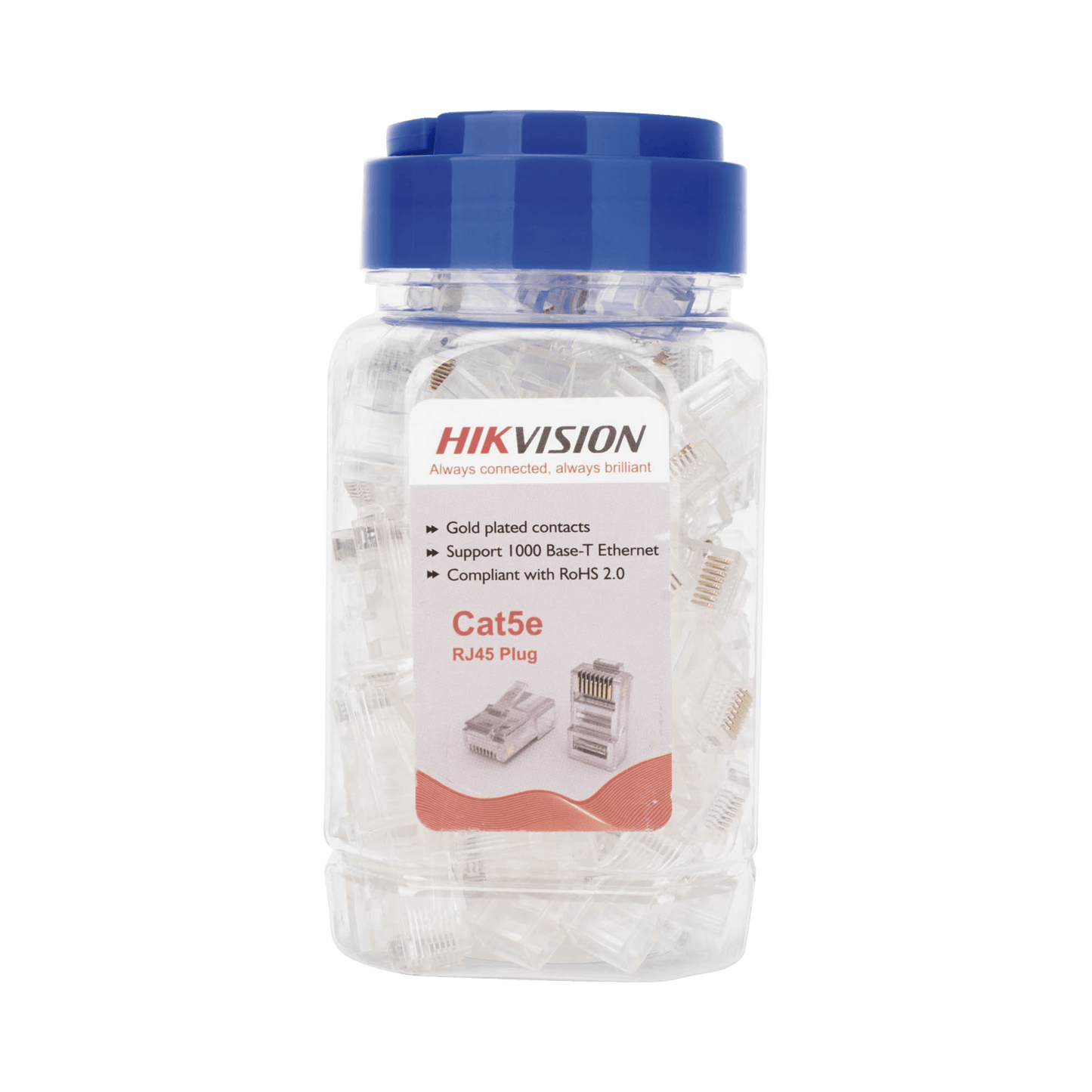 DS-1M5EUA-15U - Bote con 100 Piezas de Plug Modular RJ45 / Cat 5e / Chapado en Oro a 15 Micras / Sin Blindaje / Facil Instalaci�n / Uso Interior / Soporta Norma TIA-568B / Cumple con RoHS 2.0