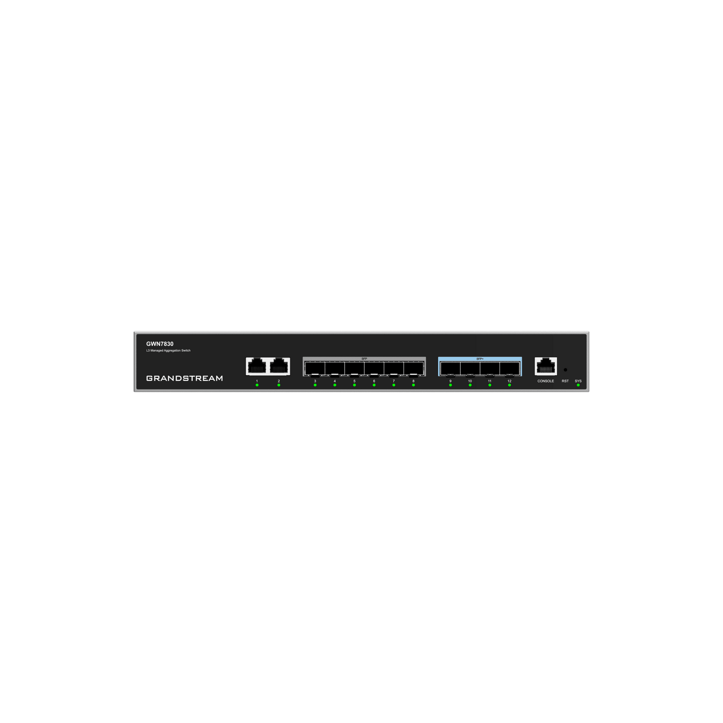 GWN7830 - Switch de Agregación Capa 3 GWN7830 / 2 Puertos Gigabit Ethernet / 6 Puertos Gigabit SFP / 4 Puertos 10Gigabit SFP+ / QoS Integrada / Soporte IPv6 e IPv4 / Seguridad Avanzada / Stacking /