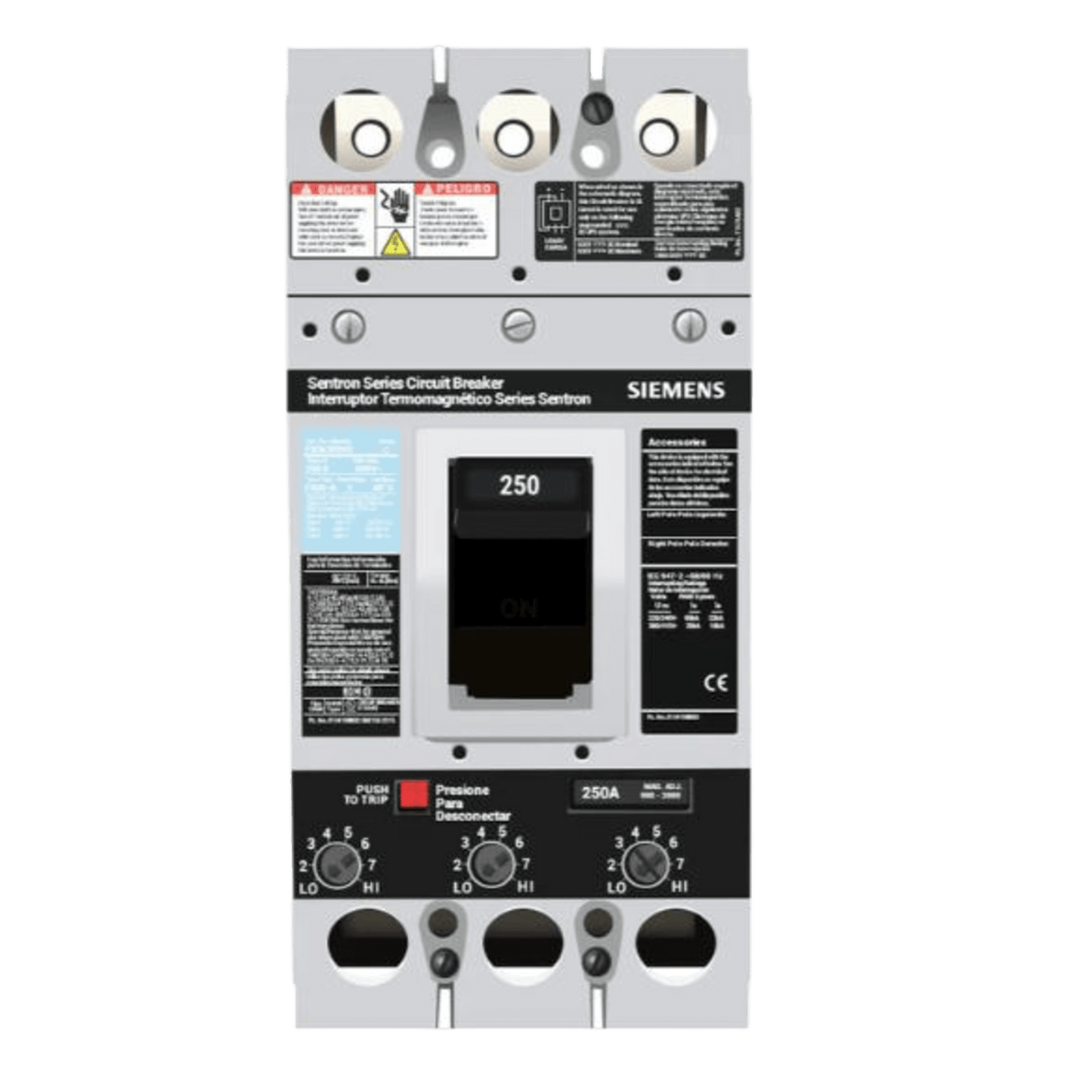 FXD63B250L - Interruptor Termomagnético 600V 3X250A, Con zapatas principales.