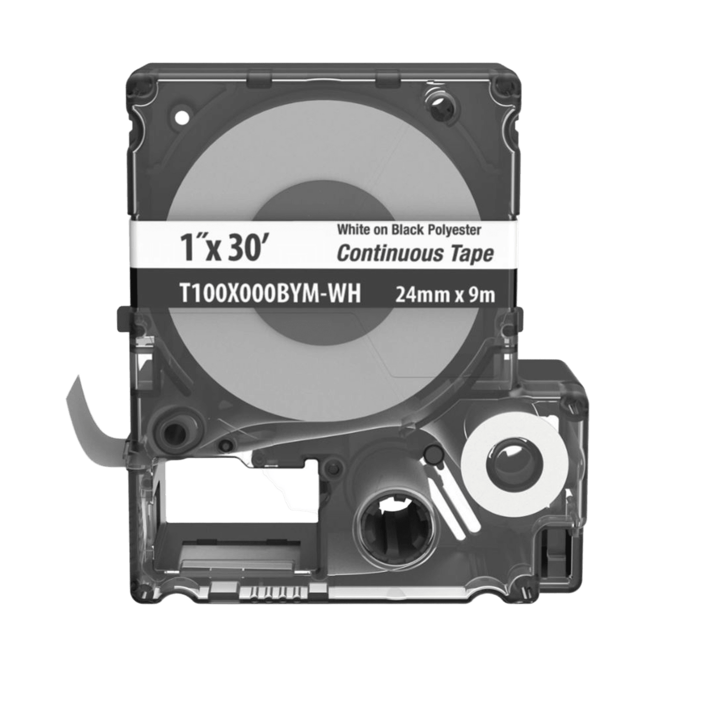 T100X000BYM-WH - Casete MP, Cinta Continua, Pol., 1 W x 30 L, Blanco/Negro