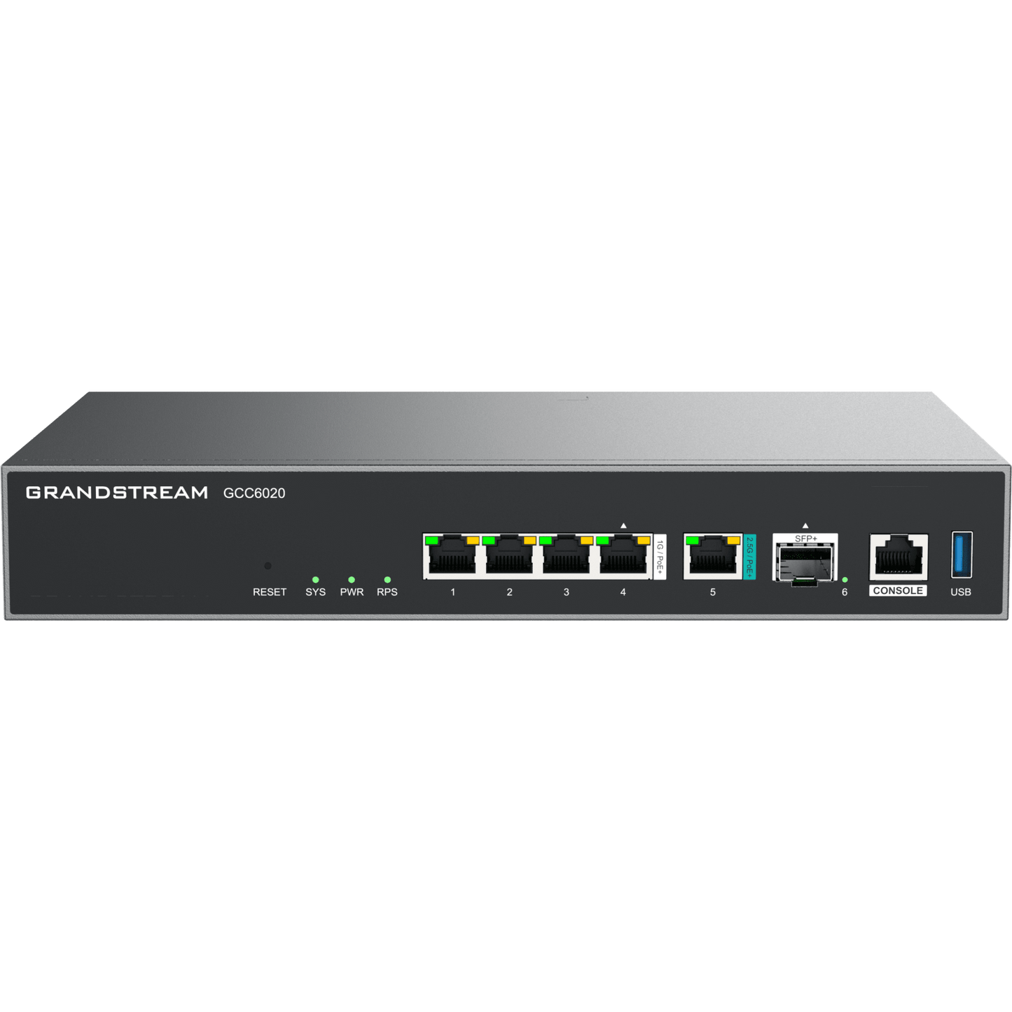GCC6020 - Dispositivo de Convergencia de Redes GCC6020 / Router VPN / Firewall de Próxima Generación / IP PBX / Switch de Red / 4 Puertos Gigabit Ethernet / 1 Puerto SFP+ 10 Gigabit / 1 Puerto 2.5 Gigabit / Administración en la Nube GDMS / Mont