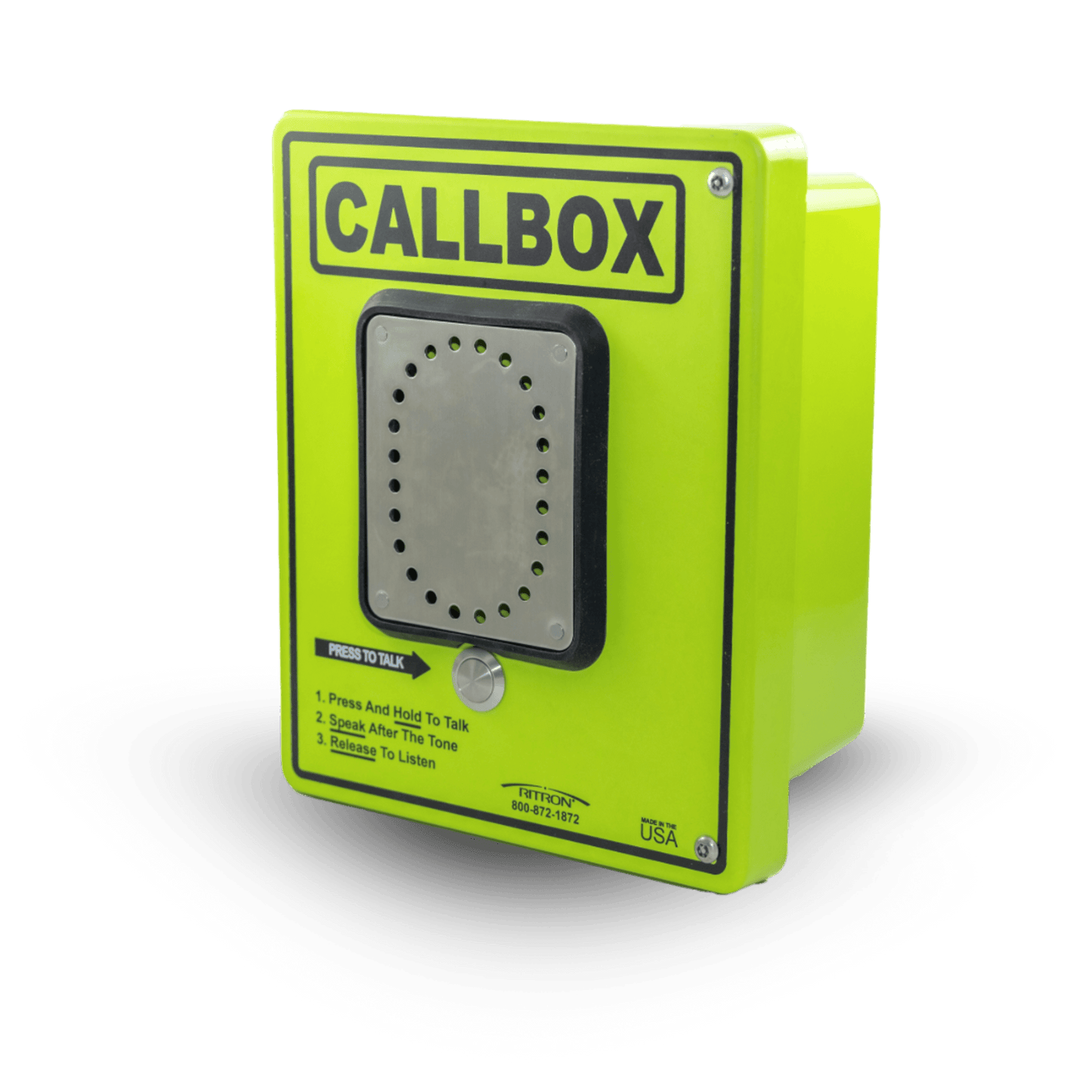 RQX427HD - Callbox HD Series / Intercomunicador Bidireccional / 800mW-2W Potencia Transmisión / Audio Ajustable / Enclosure Fibra de Vidrio / Vandal-Resistente / IP65 / Mensajes de Voz Grabables / Control de Acceso por Relay / Sensor Input