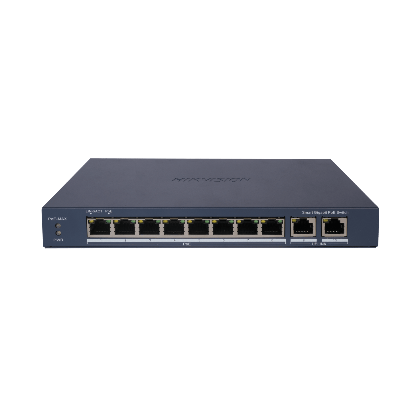 DS-3E1510P-EI - Switch Gigabit PoE+ / Administrable / 8 Puertos Gigabit PoE+ / 2 Puertos Gigabit / Configuración Nube Hik-Partner Pro / Modo Extendido hasta 300 Metros / 110 W