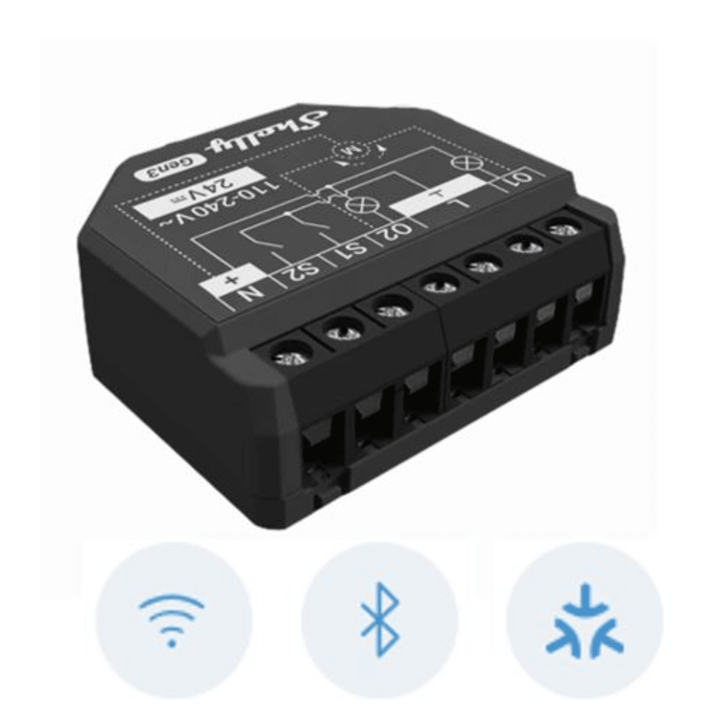 SHELLY2PMGEN3 - Apagador inteligente Wifi 2.4 / 2 canales Para apagador doble / 10A por canal / Compatible con asistentes de voz