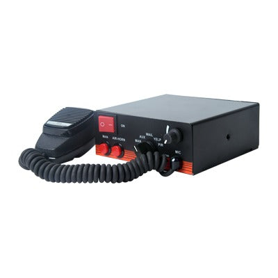X-ELS-100 - Sirena Vehicular de 100W de Potencia, Con Switch Giratorio de 6 posiciones, Micrófono de Uso Rudo e Interconexión a Radio