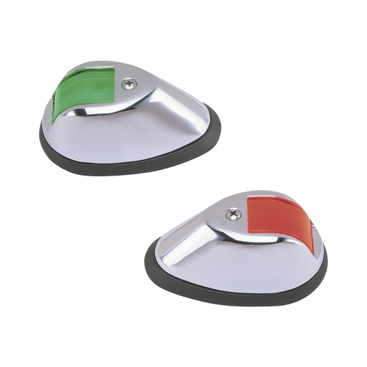 0254-M00-DP1 - Set de Luces de Navegación Verticales en Carcasa Cromada en Color Rojo/Verde para Embarcaciones a Motor de Hasta 20 Metros