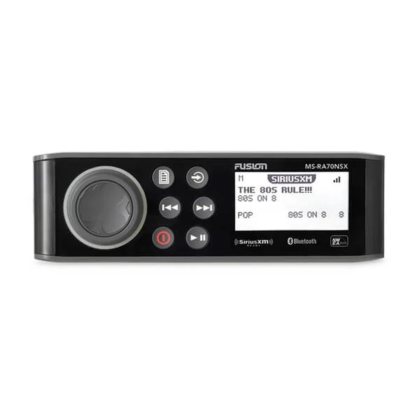 10-01516-30 - Sistema de Audio Marino MS-RA70 / Pantalla LCD Monocroma 2.6" / Tecnología Multi-Zone™? 2 Zonas / Potencia Pico 200 W / Bluetooth® y ANT® / Compatible con SiriusXM y DAB+ / IPX7 / USB para Actualizaciones