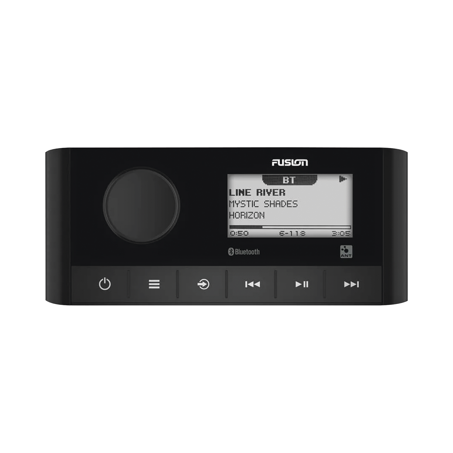 10-02405-00 - Sistema de Audio Marino / Pantalla LCD 2.3" / Bluetooth y ANT / 180 W Pico / 22 W RMS x 4 / 2 Zonas Multi-Zone / IPX6 e IPX7 / Compatible con AM, FM, DAB+, AUX / Actualizaciones Inalámbricas
