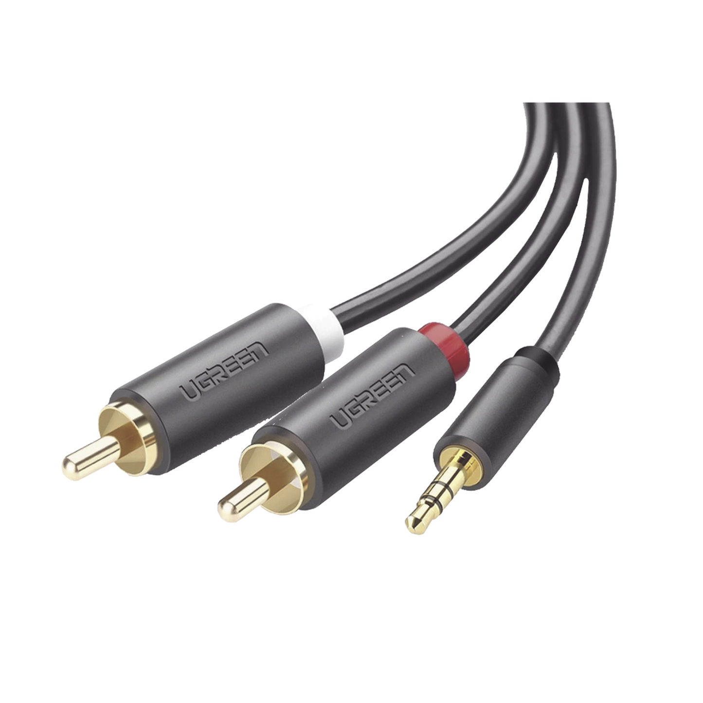 10513 - Cable Adaptador de 3.5mm Macho a 2 RCA Macho / 5 Metros (16.40 Pies) / Color Gris / Blindaje M�ltiple / ABS / Alta Calidad