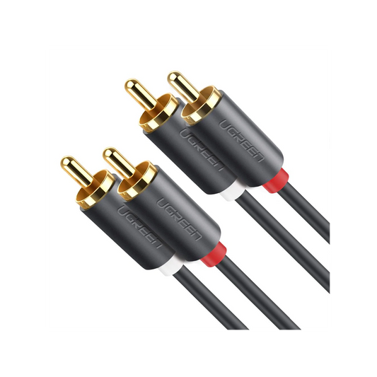 10519 - Cable de Audio 2 RCA Macho a 2 RCA Macho / 3 Metros (9.84 Pies) / Color Negro / Alta Calidad / Anillos de Goma para Asegurar un Agarre Firme al Instalar o Quitar el Cable