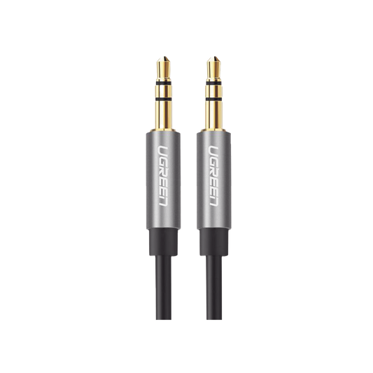 10737 - Cable Auxiliar 5 Metros / Conector 3.5mm a 3.5mm / Macho a Macho / Cubierta de TPE / Carcasa de Aluminio / Color Negro