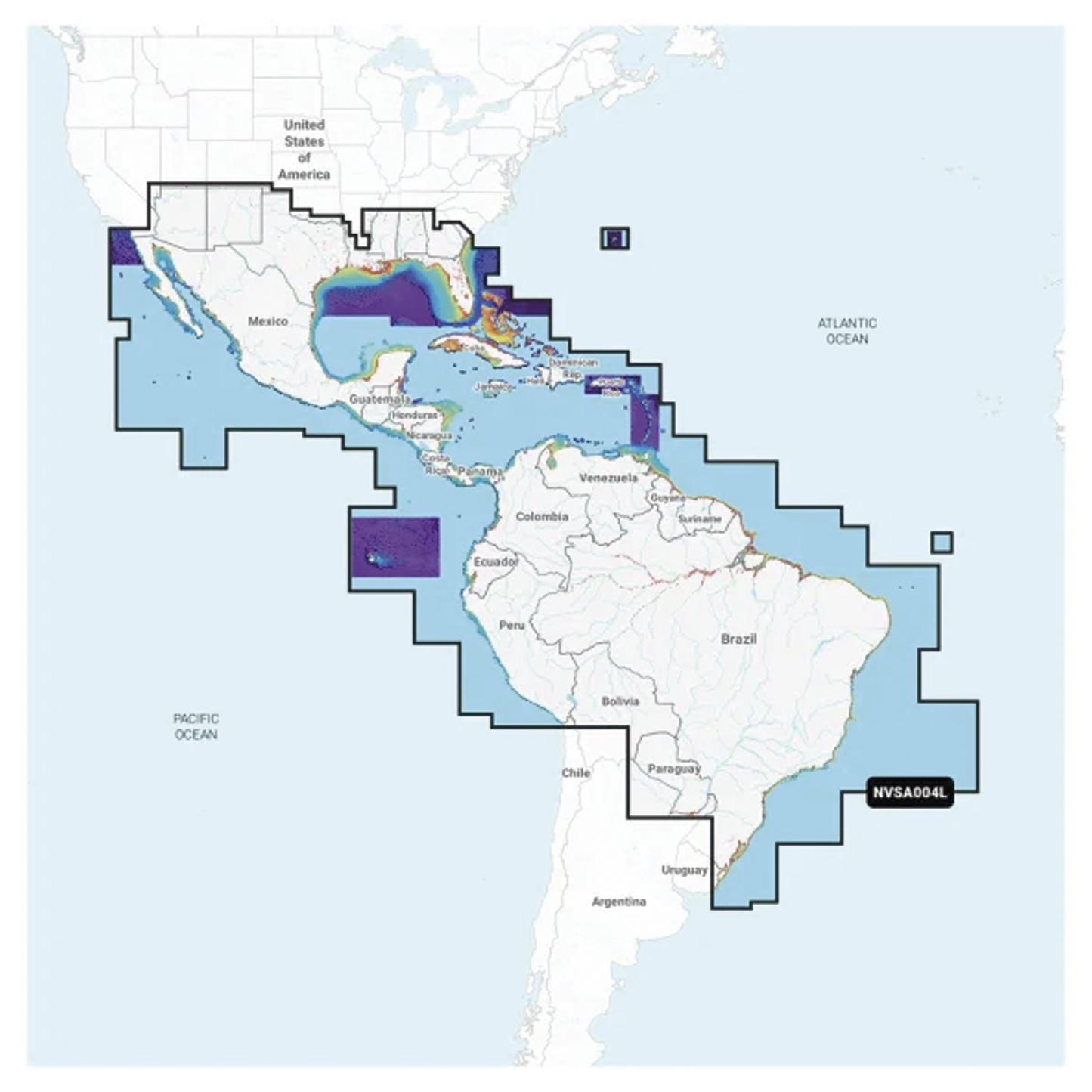 010-C1285-00 - Cobertura Marítima / Costa de México, Centroamérica y Brasil / Incluye Golfo de EE. UU. y Costa Oriental / Bermudas, Bahamas, Cuba, Puerto Rico / Islas Vírgenes, Jamaica, Canal de Panamá / Costa Occidental de Sudam&eacut
