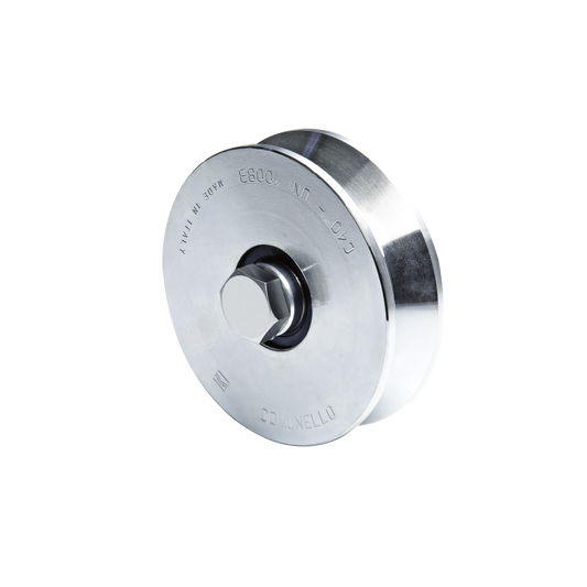 1150-2040-001 - Rueda de 10 cm SIN Soporte Para Puertas Corredizas de Hasta 425 Kg / Canal Tipo "V"