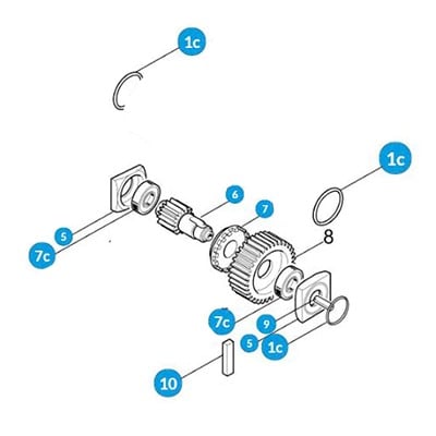 119-RIG051 Arbol Lento con engrane de plástico para barreras GARD4, G4000 y G6000