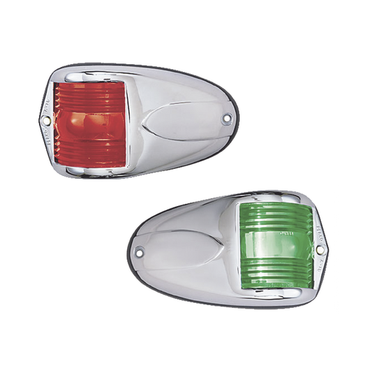 1264-DP0-CHR - Set de Luces Laterales de Montaje Horizontal con Carcasa de Acero para Embarcaciones a Motor de Menos de 12 Metros