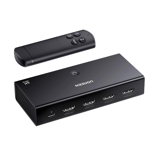 15376 Conmutador HDMI Switch 4@60Hz | 3 Entradas a 1 Salida | 3D | HDR | Dolby Atmos | DTS5.1/7.1 | HDCP2.2 | PCM2.0 | HDMI2.0 | Reduce el Retraso y la perdida de fotogramas | Incluye Control Remoto.