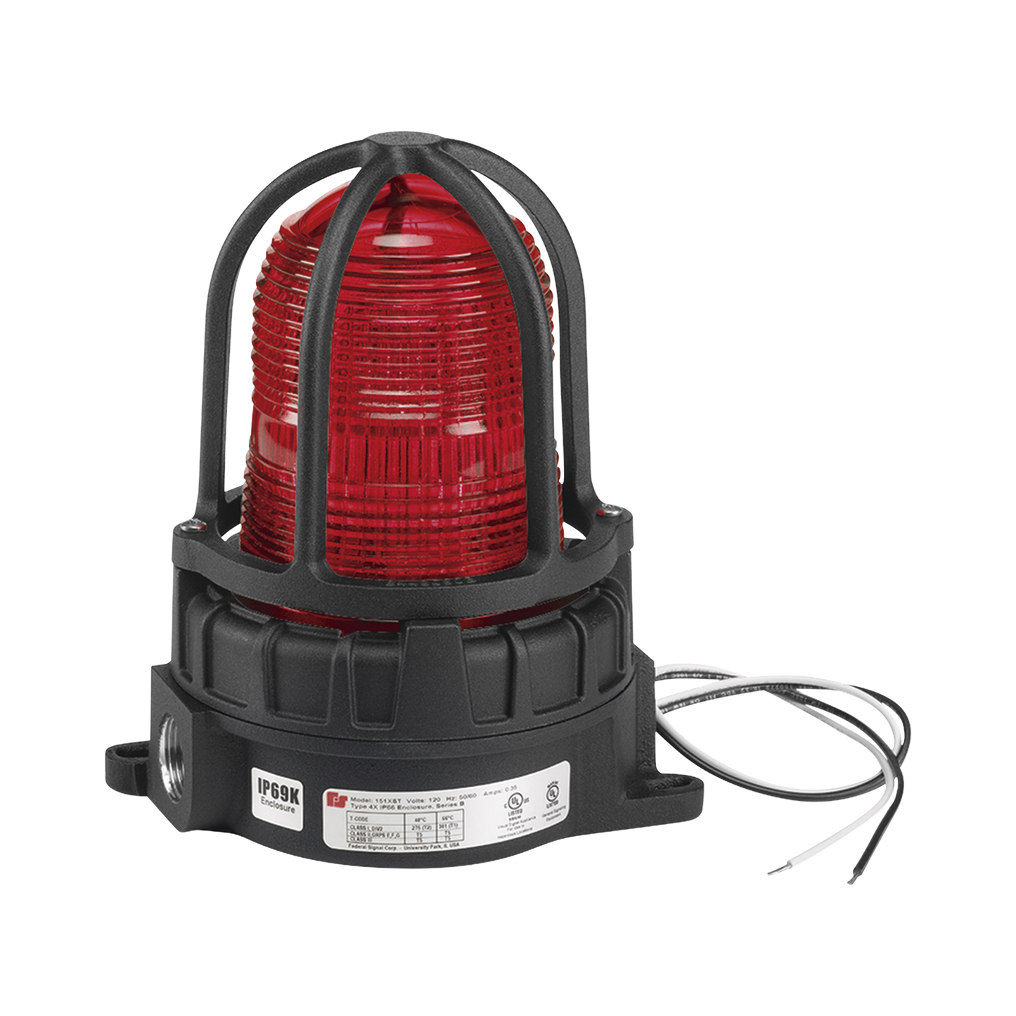191XLS-120240-R - Luz de advertencia LED color Rojo para ubicaciones peligrosas, montaje para superficies, 120/240Vca,