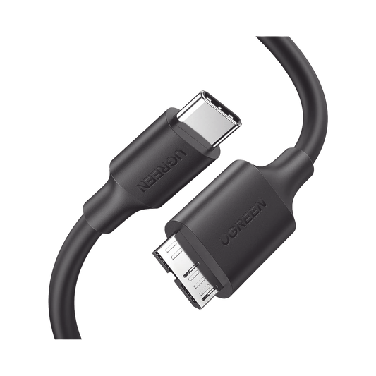 20103 - Cable USB Tipo C 3.0 a Micro Tipo B | 1m |Carga Rápida | 5 Gbps | Transferencia de Datos | Blindaje Interior Múltiple | Compatible con Disco Duro Externo, Portátiles, Seagate, Nikon, Canon.