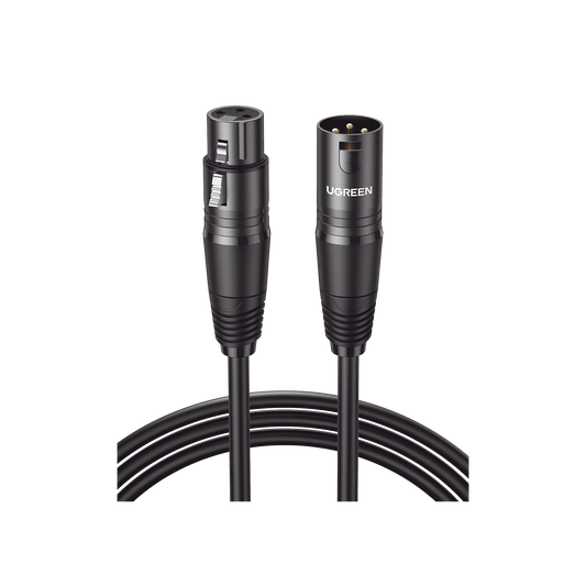 20714 - Cable para Micrófono XLR Tipo Canon Macho a Hembra / 10 Metros / Plug & Play / Antiinterferencias / Triple Blindaje / Alta Calidad / Color Negro