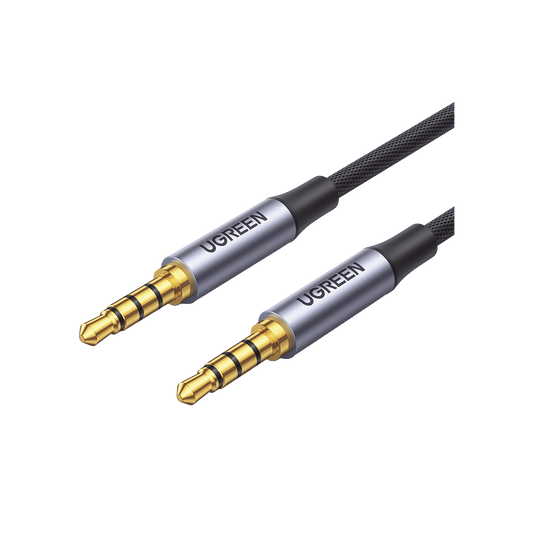 20782 - Cable Auxiliar de 3.5mm / Cable Audio Estéreo / Núcleo de Alambre de Cobre Esmaltado / Carcasa de Aluminio Azul + Nylon Trenzado /  Soporta Micrófono / 2 Metros
