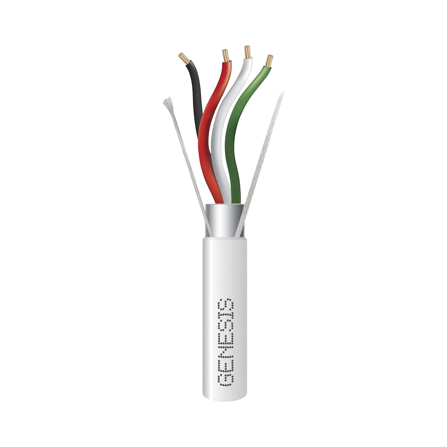 2204-1101 - Bobina de 305 Metros (1000 Pies) de Cable 4 x 22 AWG BLINDADO / RISER / Color Blanco / Para Aplicaciones de Audio, Seguridad y Control