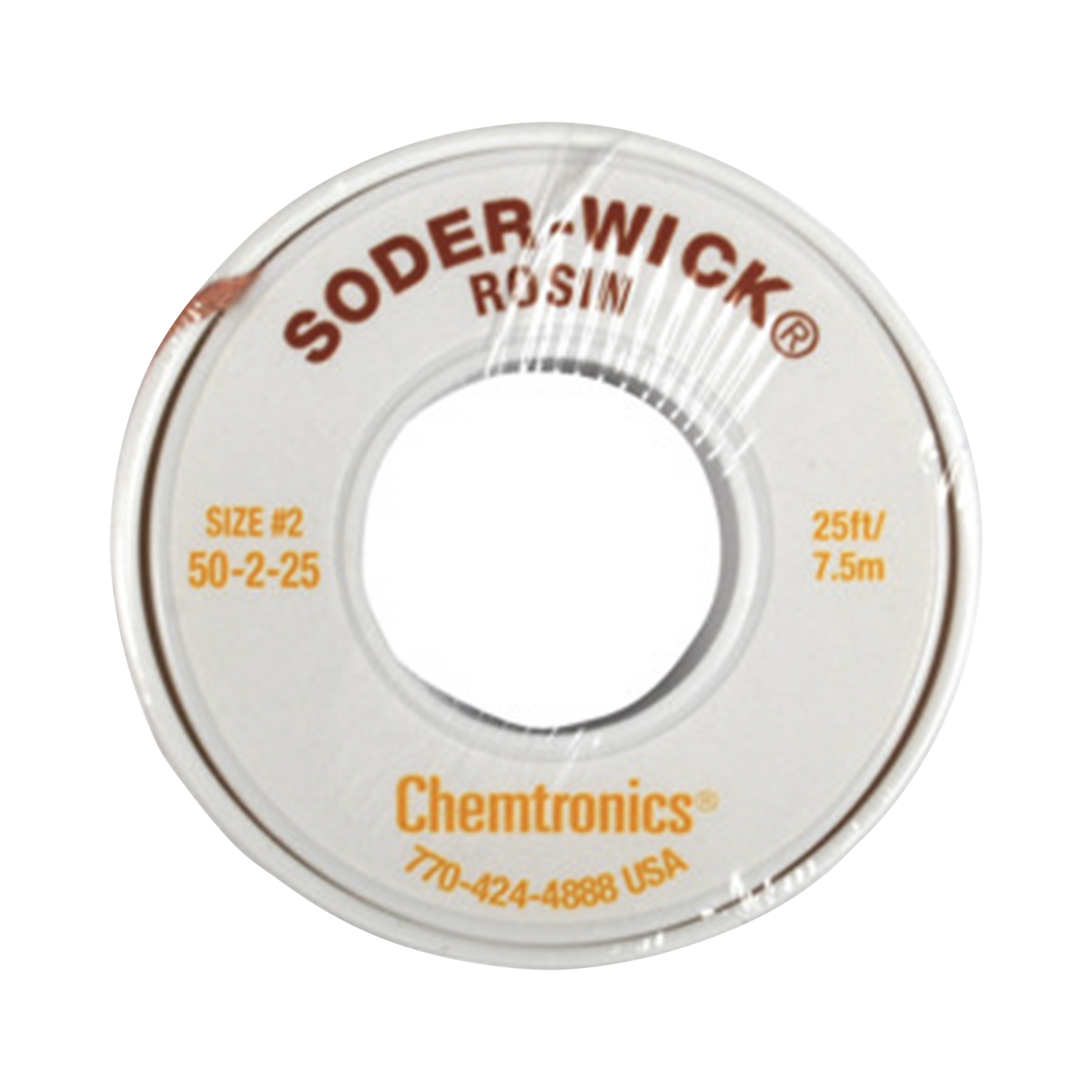 Rollo de Desoldar de 0.01 Lb, Malla Trenzada de 0.060" de Ancho por 7.5 m de Largo con Resina para Alta Absorción.