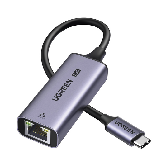 25052 Adaptador USB-C 3.1 GEN1 a Ethernet 2.5G | Thunderbolt 4/3 | Chip de Última Generación RTL8156BG | Caja de Aluminio |  Diseño Reforzado | Indicadores Led | Compacto y Portátil.