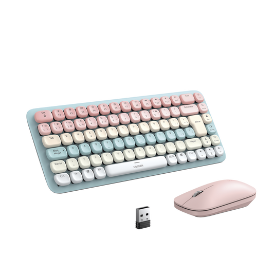25178 PAQUETE DE TECLADO Y MOUSE INALÁMBRICO UGREEN ROSA