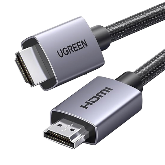 25299 Cable HDMI 2.0 de Nylon Trenzado | 2 metros | 4K@60Hz | ARC | Dolby ATMOS | True HD | DTS HD | HDR | 3D Inversivo  | 3 modos de Visualización | 3 Capas de Protección + 4 de Blindaje | Niquelado | Carcasa de Aluminio.