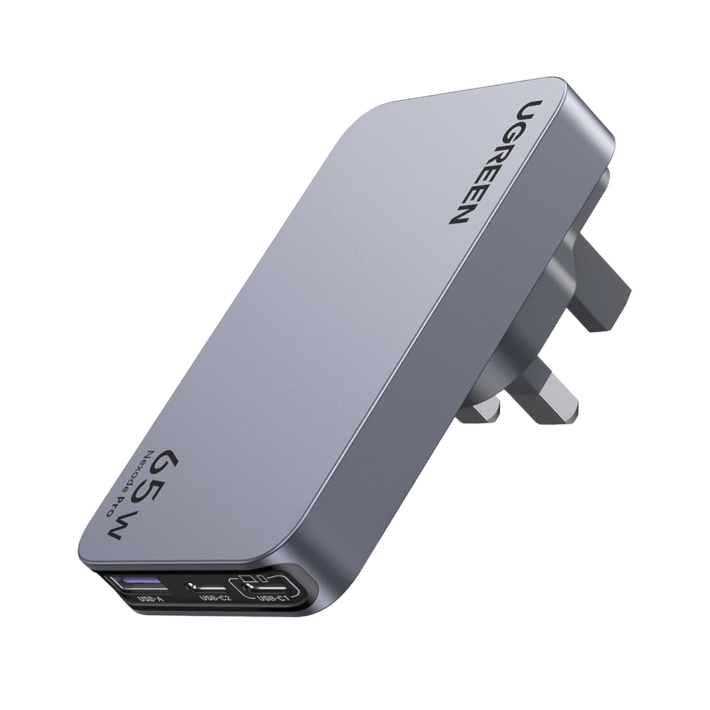 25356 - Cargador Rápido GaN 65W UGREEN / 2 Puertos USB-C + 1 Puerto USB-A / Tecnología GaN / Carga Rápida PPS PD 3.0 QC 4.0 / Compatibilidad Universal 100-240V / Diseño Compacto