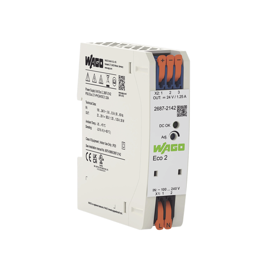 2687-2142 Fuente de alimentación; Eco 2; monofásico; Tensión de salida 24V DC; Corriente de salida 1,25A; DC-OK LED