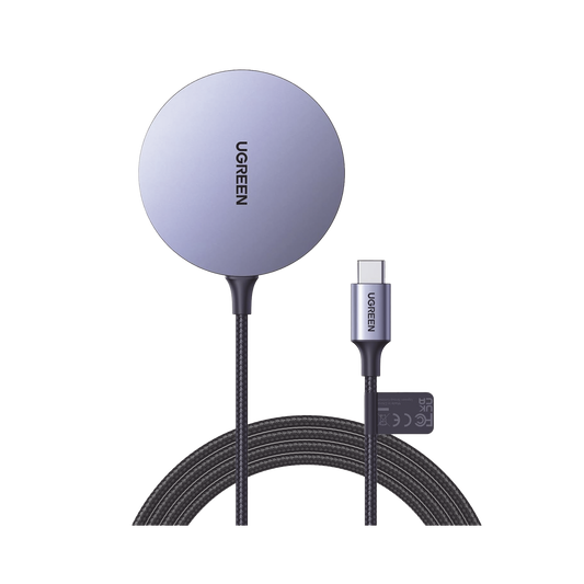 30233 Cargador Inalámbrico Magnético | 15W | Tecnología Magsafe | Qi | Certificado MFM | Modulo de Carga Original | Carga Rápida | Fuerte Absorción Magnética | Cable de Nylon Trenzado | 1.5 metros | Multi Protecci&oacut