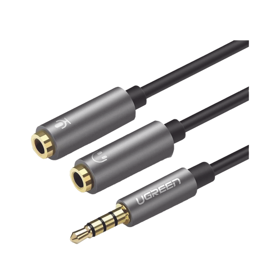30619 - Cable Divisor en Y / De 3.5 mm Macho a Dos Salidas de 3.5 mm Hembra / CTIA, TRS / Núcleo de Cobre / TPE /  Longitud 20 cm / Ideal para Separar el Micrófono de los Auriculares